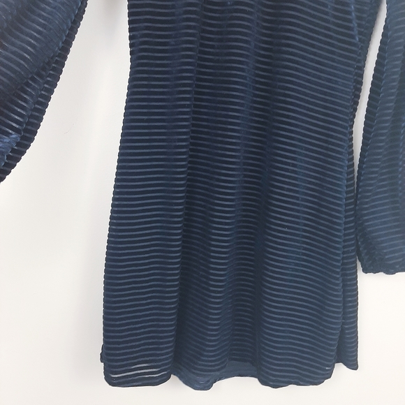 Lulus Ticket to Chic Navy Blue Striped Velvet dres - Picture 10 of 13